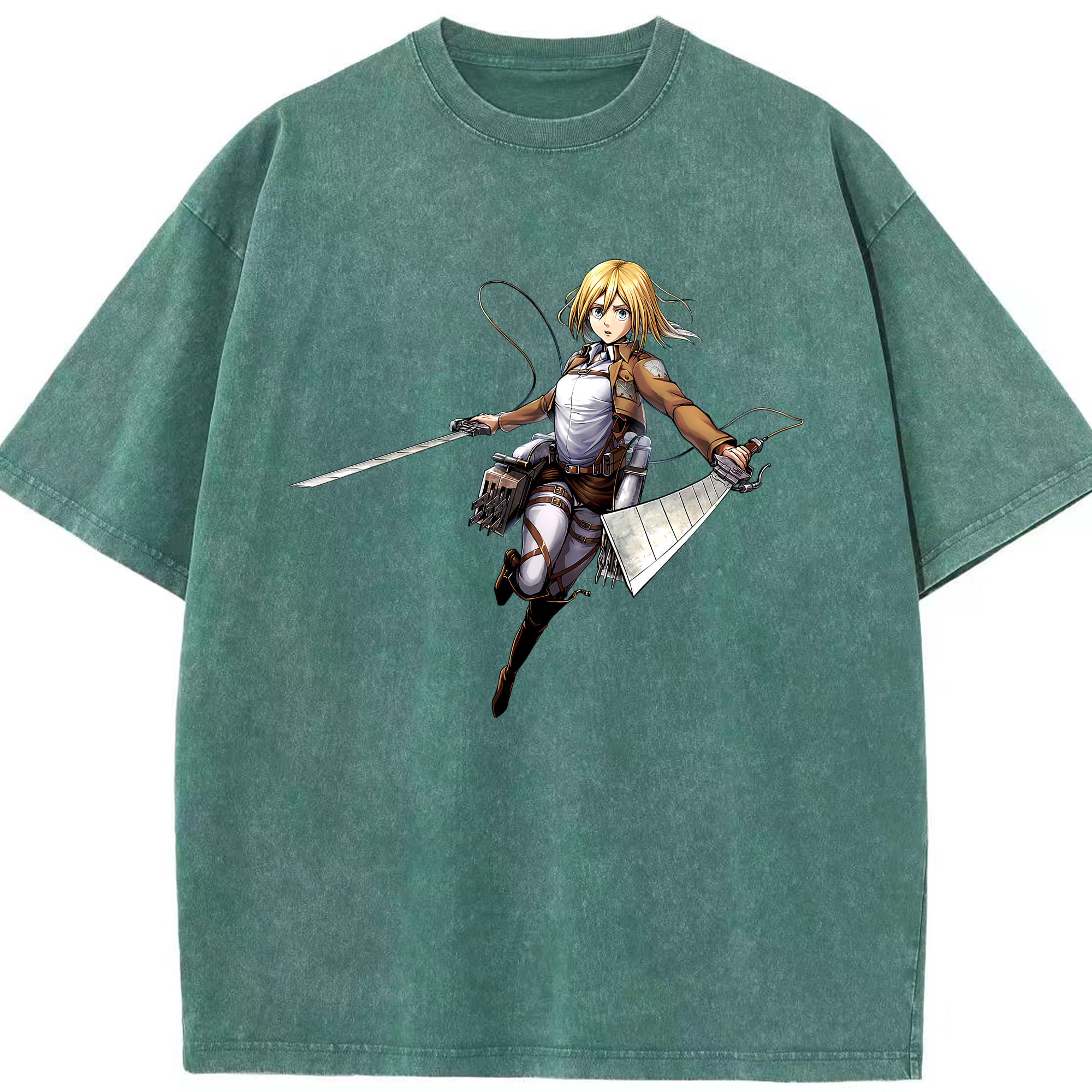 （画像用） 進撃の巨人 クリスタ·レンズ Attack on Titan Christa Lenz 綿100% ヴィンテージ風 半袖Tシャツ（フロントプリント）